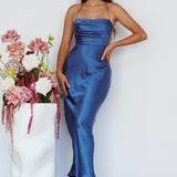 Heaven On Earth Lace-Up Back Maxi Dress Blue