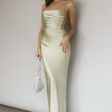 Heaven On Earth Lace-Up Back Maxi Dress Kiwi
