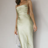 Heaven On Earth Lace-Up Back Maxi Dress Kiwi