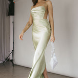Heaven On Earth Lace-Up Back Maxi Dress Kiwi