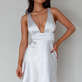 Mad About You Criss-Cross Back Mini Dress Silver