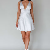 Mad About You Criss-Cross Back Mini Dress Silver