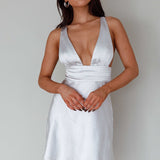 Mad About You Criss-Cross Back Mini Dress Silver