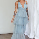 Auguste Tiered Frill Midi Dress Sage Green