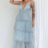 Auguste Tiered Frill Midi Dress Sage Green
