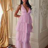 Auguste Tiered Frill Midi Dress Blush