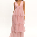 Auguste Tiered Frill Midi Dress Blush