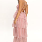Auguste Tiered Frill Midi Dress Blush