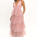 Auguste Tiered Frill Midi Dress Blush