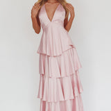 Auguste Tiered Frill Strappy Back Dress Blush
