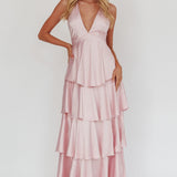 Auguste Tiered Frill Strappy Back Dress Blush