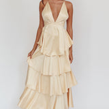 Auguste Tiered Frill Strappy Back Dress Butter