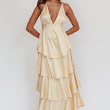 Auguste Tiered Frill Strappy Back Dress Butter