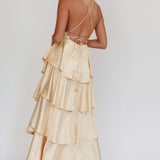 Auguste Tiered Frill Strappy Back Dress Butter