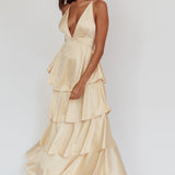 Auguste Tiered Frill Strappy Back Dress Butter