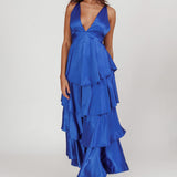 Auguste Tiered Frill Strappy Back Dress Electric Blue