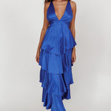 Auguste Tiered Frill Strappy Back Dress Electric Blue