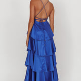 Auguste Tiered Frill Strappy Back Dress Electric Blue