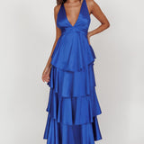Auguste Tiered Frill Strappy Back Dress Electric Blue