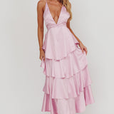 Auguste Tiered Frill Strappy Back Dress Lilac