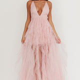 Auguste Cascading Frill Maxi Dress Blush