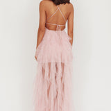 Auguste Cascading Frill Maxi Dress Blush