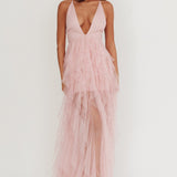 Auguste Cascading Frill Maxi Dress Blush