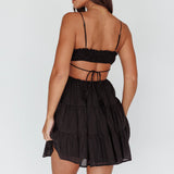 Eyona Cut-Out Waist Tie Mini Dress Black