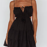 Eyona Cut-Out Waist Tie Mini Dress Black