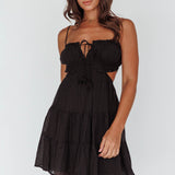 Eyona Cut-Out Waist Tie Mini Dress Black
