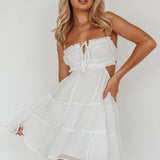 Eyona Cut-Out Waist Tie Mini Dress White