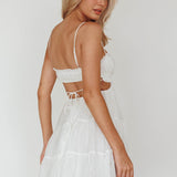 Eyona Cut-Out Waist Tie Mini Dress White