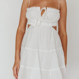 Eyona Cut-Out Waist Tie Mini Dress White