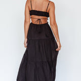 Eyona Cut-Out Waist Tie Maxi Dress Black