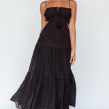Eyona Cut-Out Waist Tie Maxi Dress Black