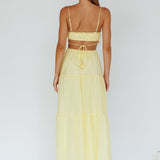 Eyona Cut-Out Waist Tie Maxi Dress Lemon