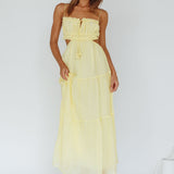 Eyona Cut-Out Waist Tie Maxi Dress Lemon