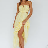 Eyona Cut-Out Waist Tie Maxi Dress Lemon
