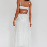 Eyona Cut-Out Waist Tie Maxi Dress White
