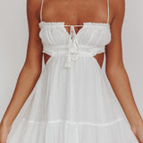 Eyona Cut-Out Waist Tie Maxi Dress White