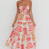 Eyona Cut-Out Back Floral Maxi Dress Pink