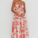 Eyona Cut-Out Back Floral Maxi Dress Pink