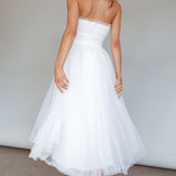 Fayette Strapless Mesh Midi Dress White