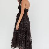 Fayette Strapless Mesh Midi Dress Embellished Black