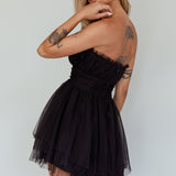 Fayette Strapless Mesh Mini Dress Black