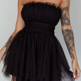 Fayette Strapless Mesh Mini Dress Black