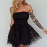 Fayette Strapless Mesh Mini Dress Black