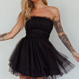 Fayette Strapless Mesh Mini Dress Black