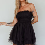 Fayette Strapless Mesh Mini Dress Black