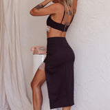 Call On Me Diamante Fringe Top Black